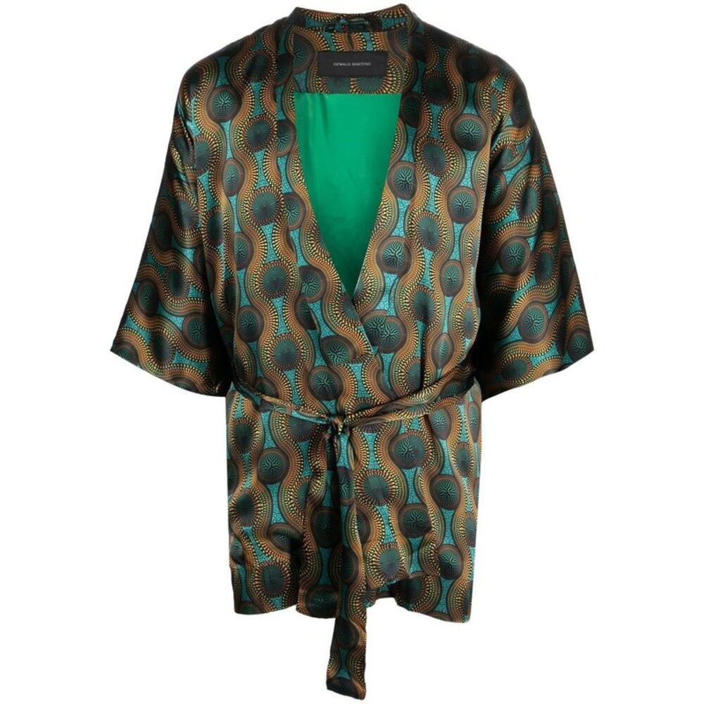 Ozwald Boateng Men's Printed Silk Short Kimono